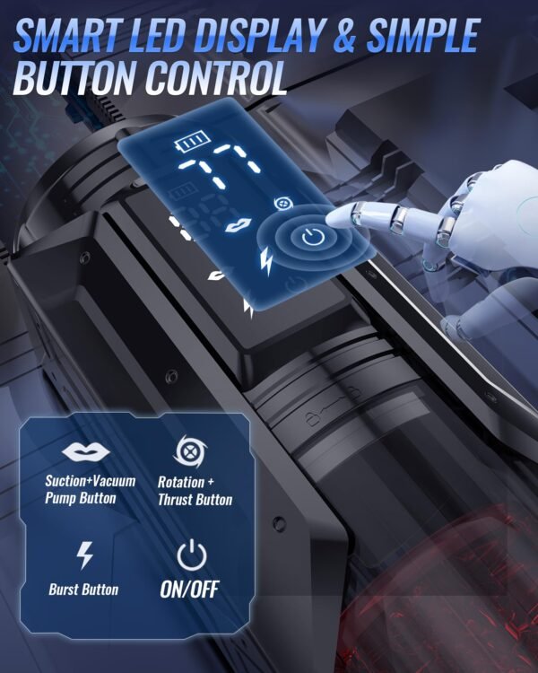 Version 1.0.0 Hydro Vacuum Male Masturbator with Water Massage, 7 Suction Modes, Thrusting & Rotation Hands-Free Sex Machine with AI Sync Control