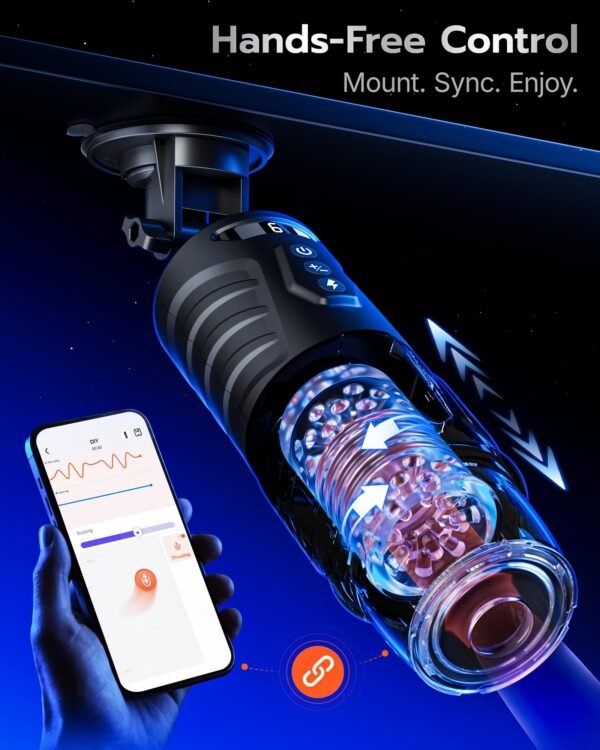 Version 1.0.0 Interactive Sync Male Masturbator with Video & Game Sync, AI Voice Control, 7 Thrusting & Rotation Modes Hands-Free Sex Machine with Visual Window