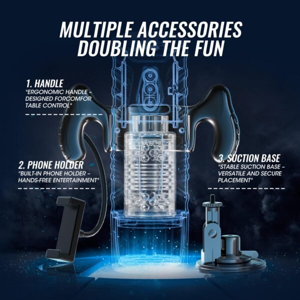 All-in-One AI Interactive Male Masturbator with Handle, Phone Holder & Suction Base, 7 Thrust Modes App-Control Hands-Free Sex Machine