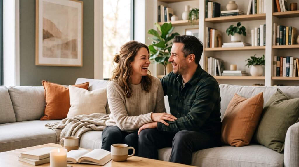 Couple playing intimacy games to build stronger emotional connection