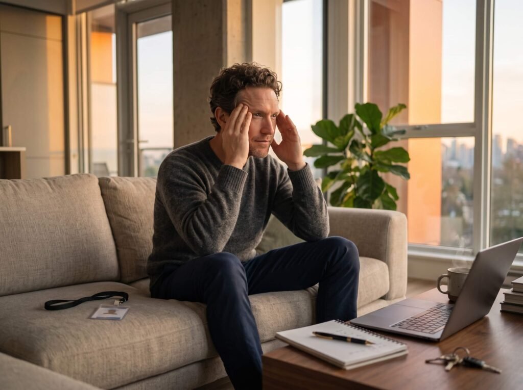 Stress recovery and relaxation concept for men's mental wellness